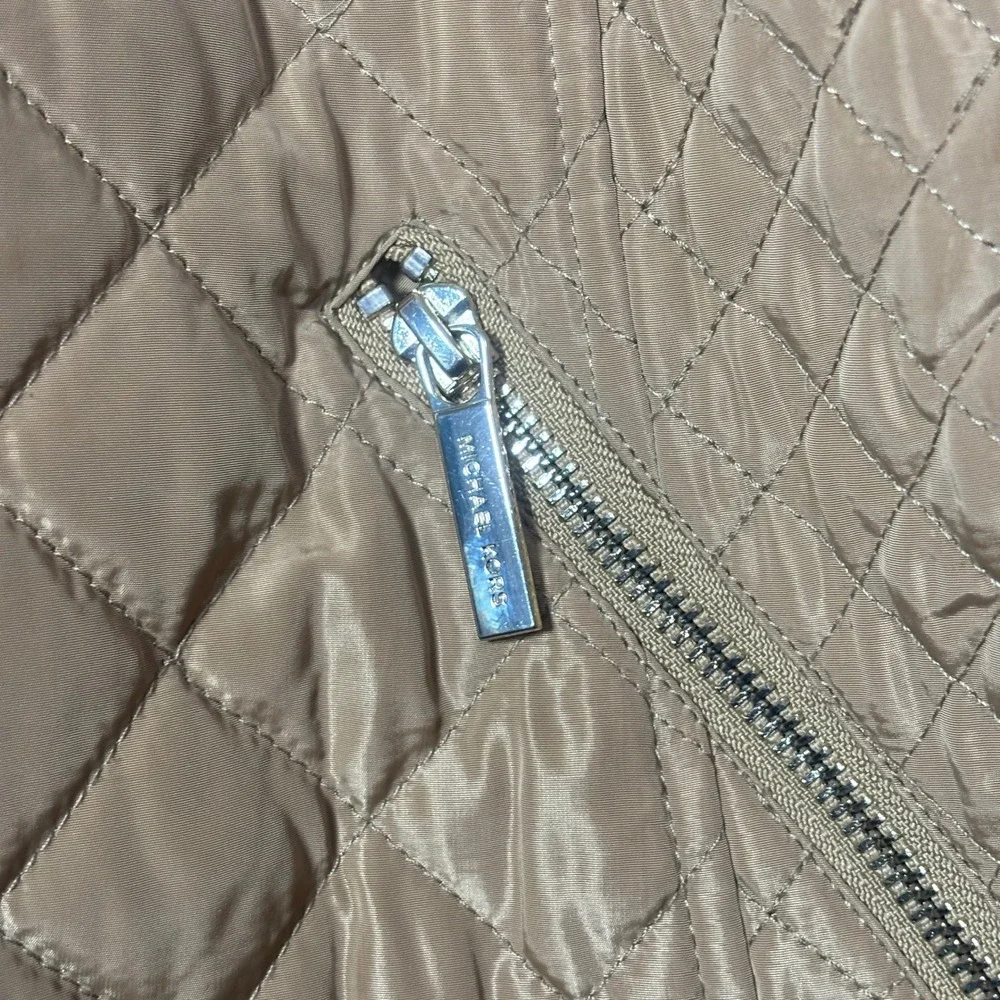 Michael Kors Womens 2X Quilted Hooded Parka Jacket Camel Tan RN 79675